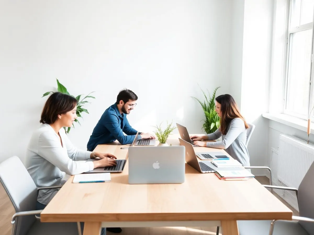 The PsychDesk team working together in a bright, calm office