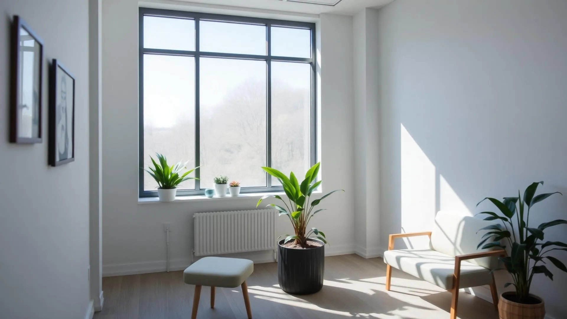 Calm, sunlit therapy room